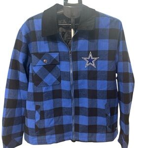 The Wild Collective Dallas Cowboys Plaid Jacket Mens Blue Black Buffalo Check L